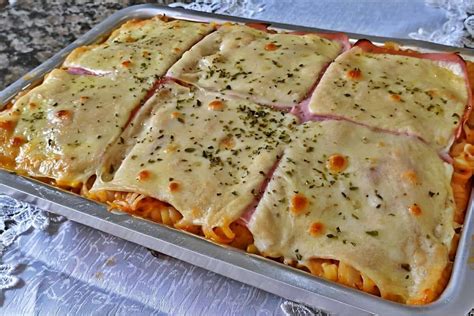 Macarrão De Forno Com Presunto E Queijo Simples E Fácil Perfeito Pro Seu Fim De Semana