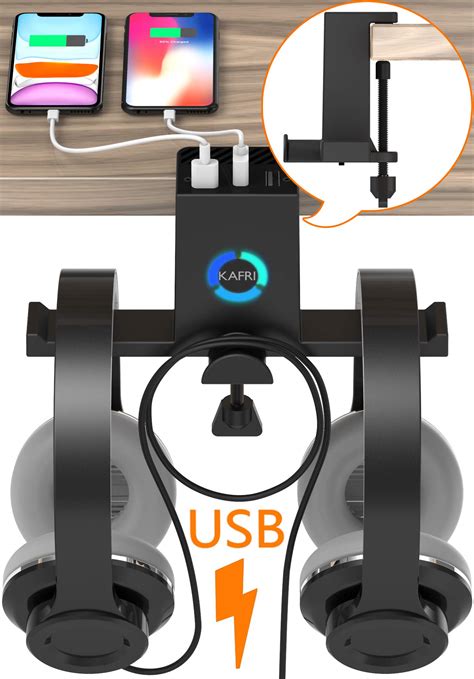 Buy RGB Headphone Stand Hanger With USB C Charger KAFRI Under Desk