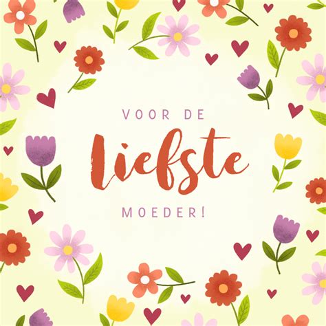 Vrolijke Moederdagkaart Met Bloemen En Hartjes Kaartje Go