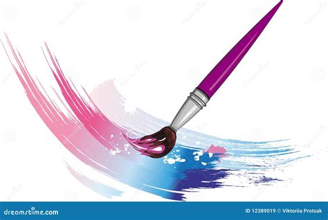 Paintbrush With Color Paint Splashes Stock Vector Illustration Of