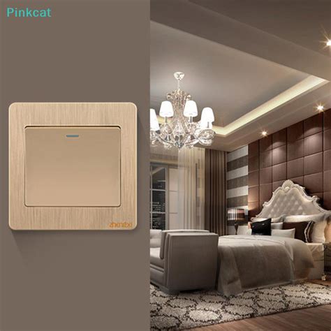 Pinkcat Gold Wall Switch 1 2 3 4 Gang 1Way Button Wall Light Switch On