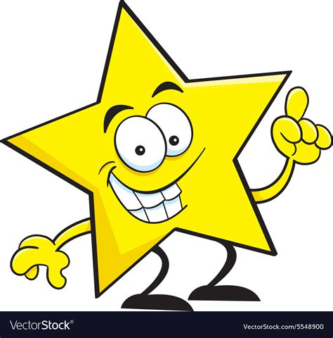 Cartoon smiling star pointing Royalty Free Vector Image