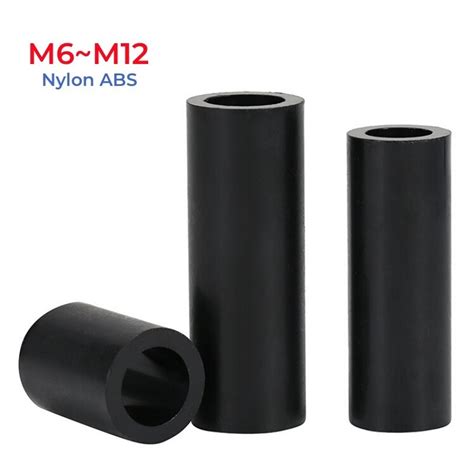 Black Nylon Abs Round Hollow Standoff Non Threaded Hollowed Spacer M