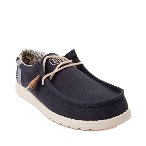 Mens Hey Dude Wally Break Stitch Casual Shoe Navy Natural Journeys