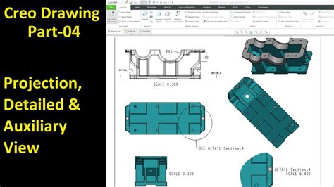 04 Creo Detailed Drawing Projection Detailed Auxiliary View YouTube