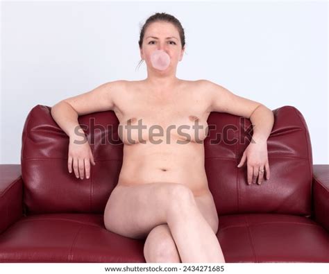 Nude Woman Blowing Bubble Chewing Gum Stock Photo 2434271685 Shutterstock