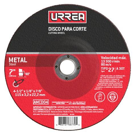 AMGD04 Disco Abrasivo Tipo 27 Para Metal 4 1 2 X 1 4 Urrea