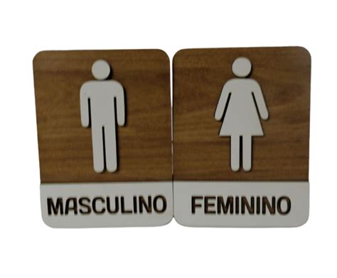 Placa Indicativa Banheiro Masc Fem Em Mdf Make Laser