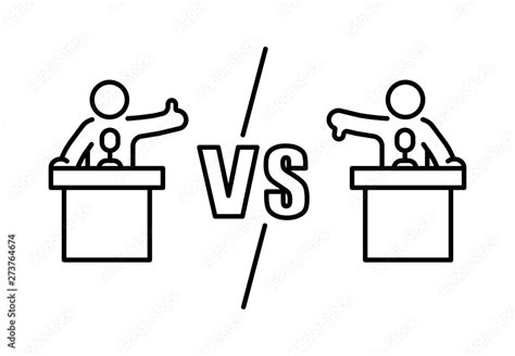 Candidate Argue Versus Opposition Concept Debate Banner Outline Stock