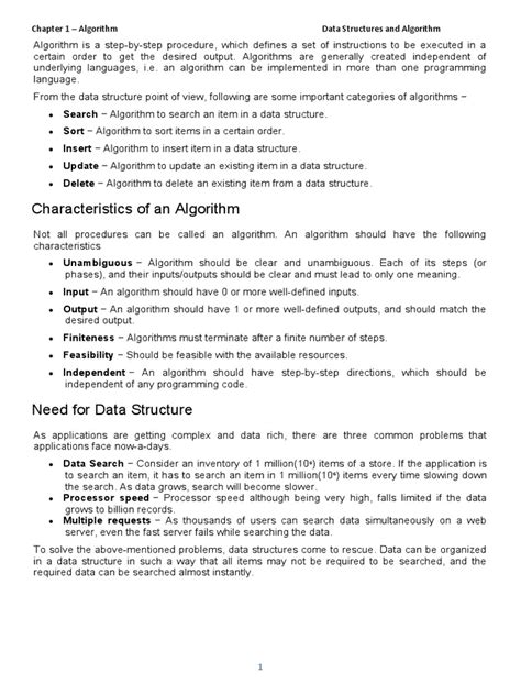 Characteristics Of An Algorithm Chapter 1 Algorithm Data Structures