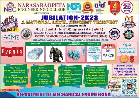 department  mechanical engineering  organizing  national level
