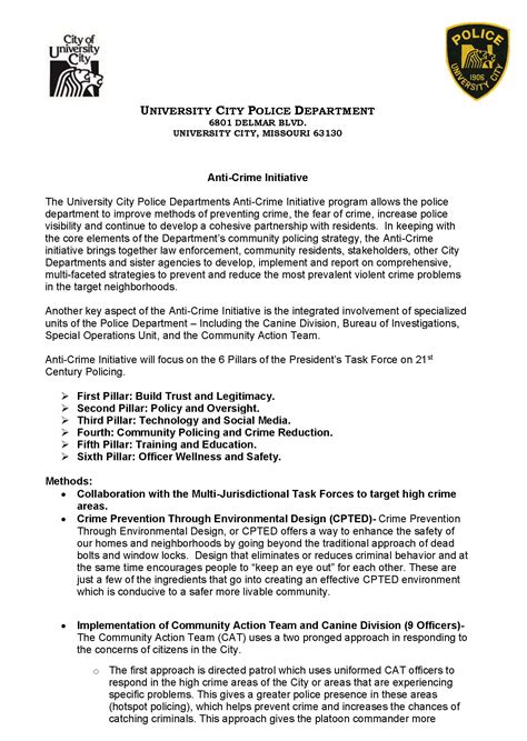 Anti-Crime Initiative | University City, MO - Official Website