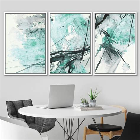 Pixonsign Framed Wall Art Set Watercolor Black Blue Explosion Variety