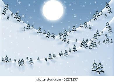 Watercolor Winter Forest Silhouette Trees Bushes Stock Illustration ...