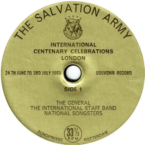 Sacsr Salvation Army Centenary Souvenir Record