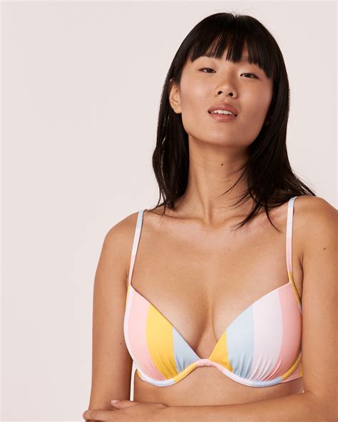 Haut De Bikini Push Up En Fibres Recycl Es Breezy Rayures Pastels