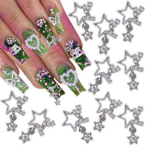 10 Stück Legierung Stern Nagel Charms 3D Star Nail Charms Metall Sterne