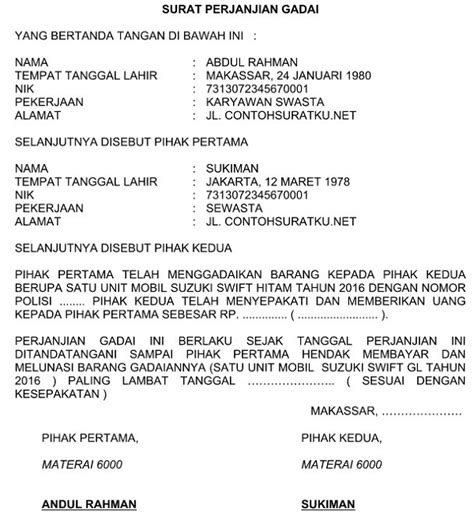 Contoh Surat Perjanjian Pinjam Nama Untuk Kredit Rumah Delinewstv