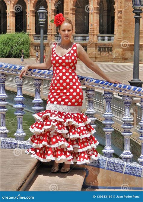 Flamenco Costume Red Typical Spanish Editorial Stock Image Image Of