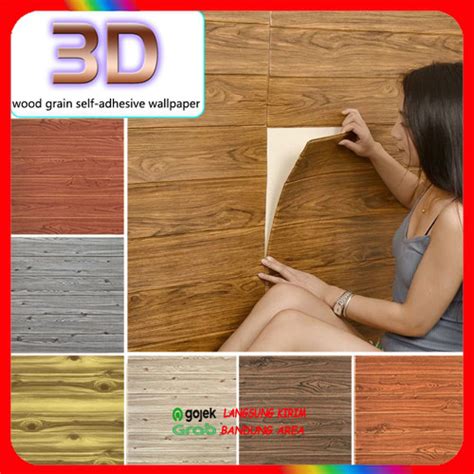 Jual Wallpaper D Motif Kayu Timbul Wood Foam Dinding Rumah X Cm