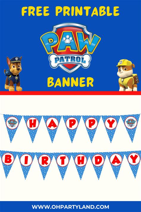 Free Printable Paw Patrol Birthday Banner Oh Partyland Worksheets