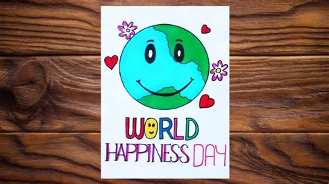 International Day Of Happiness Poster Smile Drawing Easy Drawing