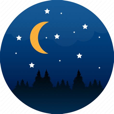 Camping Explore Midnight Moon Night Outdoors Stars Icon