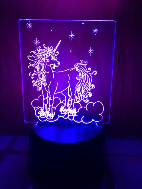 Engraved Acrylic 7 Color Night Lights With Base Remote And USB Cable