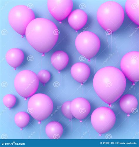 Pink Pastel Balloons On Blue Background Stock Photo Image Of