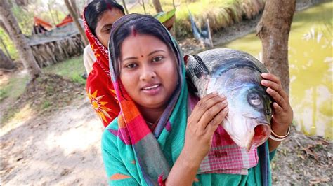 এই প্রথমবার এতবড় কাতলা মাছ কেটে ভাপে কাতলা বানালাম সাথে কুচো চিংড়ি