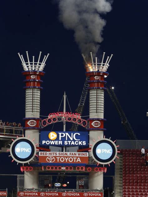 Reds Stadium Smokestack Catches Fire During Game Vs Giants