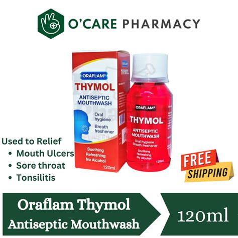 Oraflam Thymol Gargle Alcohol Free Antiseptic Mouthwash 120ml For