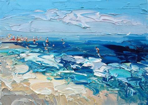 Abstract Beach Painting Original Painting Beach Scene People Ocean