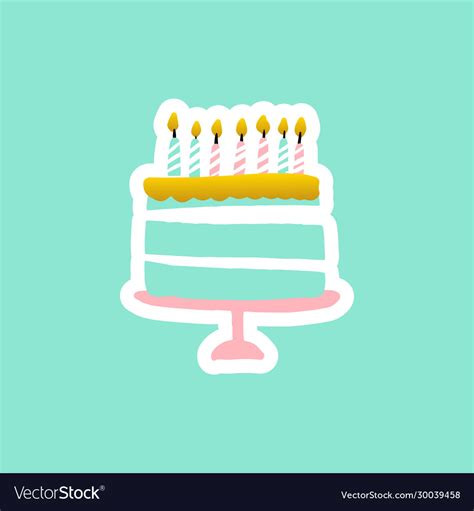 Birthday Cake Sticker Royalty Free Vector Image