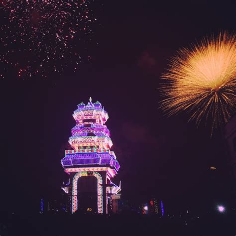 Long View of Temple During Thrissur Pooram, Kerala | Veethi