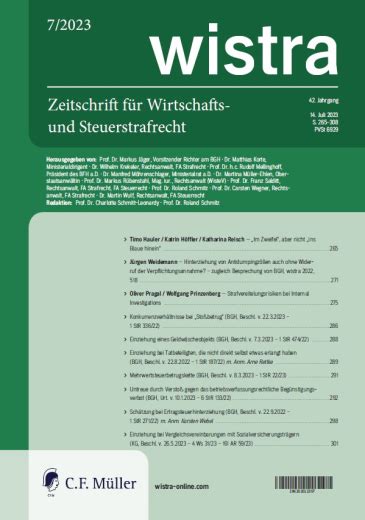 Wistra Zeitschrift Für Wirtschafts And Steuerstrafrecht Online Juris