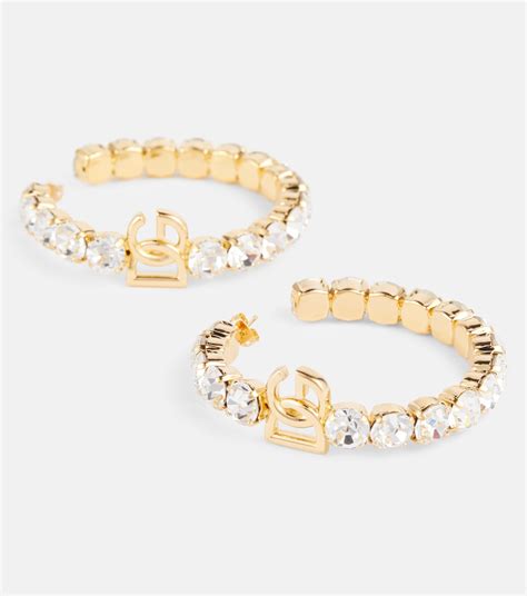 Embellished Hoop Earrings In Gold Dolce Gabbana Mytheresa