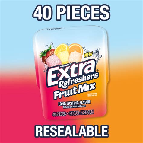 Extra Refreshers Fruit Mix Sugar Free Chewing Gum 40 Piece Bottle Extra®