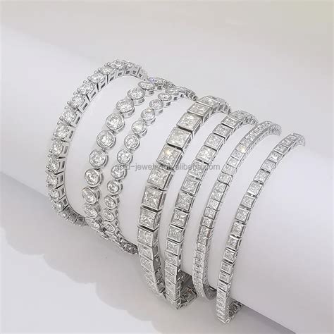 2mm 3mm 4mm Moissanite Diamond Tennis Bracelet 14k Solid White Yellow