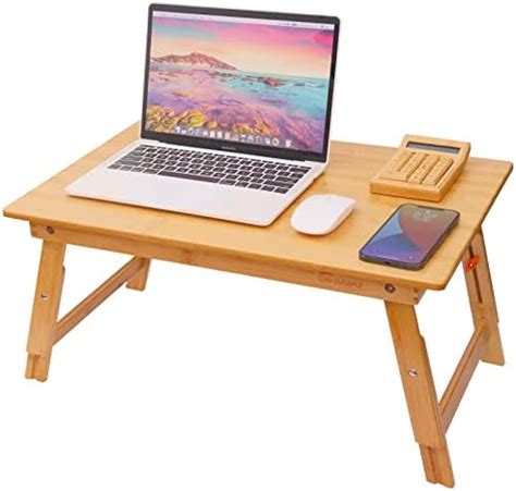 Songmics Bamboo Laptop Desk Serving Bed Tray Breakfast Table Tilting