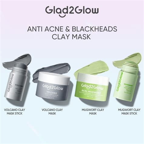 Jual Glad2Glow Real Mugwort Salicylic Acid Acne Clay Mask 30g Volcano