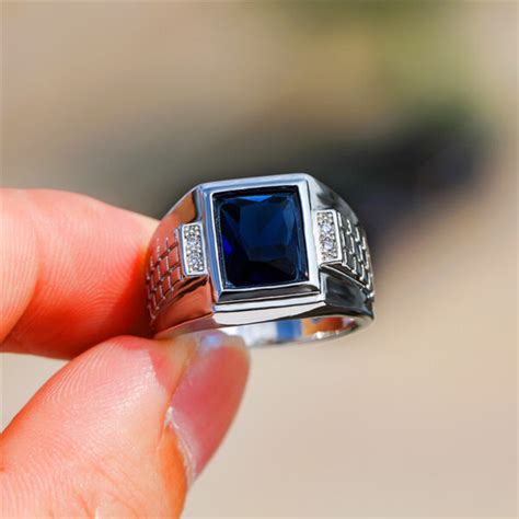 Bague Homme Saphir Bleu Bijoux Tendance