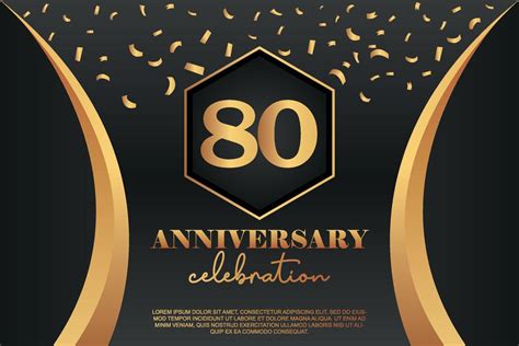 80th Anniversary Celebration Logo With Golden Colored Vector Design For