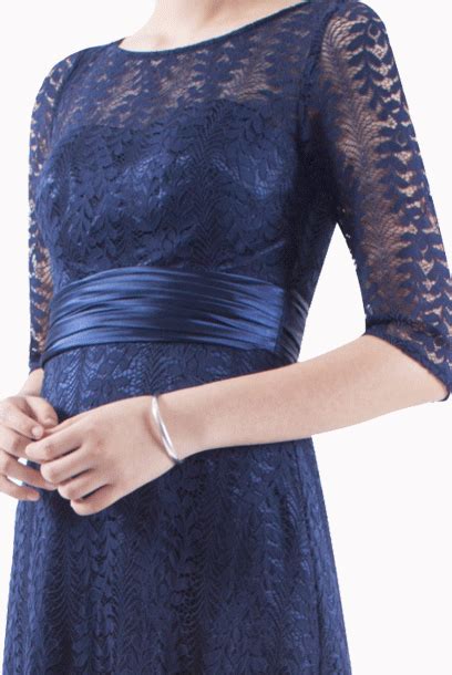 Elbow Sleeves Lace Blue Evening Gown Frockalicious Uen53293216a