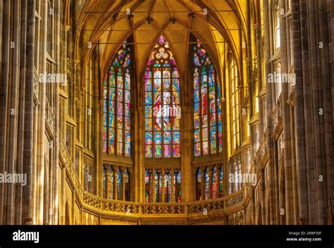 PRAGUE CZECH REPUBLIC EUROPE St Vitus Cathedral Stained Glass