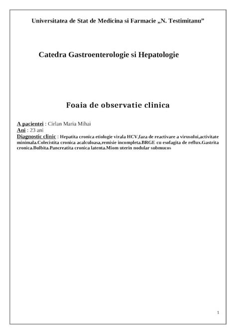 DOC Fisa De Observatie Clinica PDFSLIDE NET