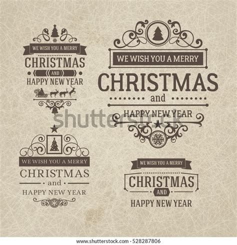 Set Retro Vintage Christmas Badges Design Stock Vector (Royalty Free ...