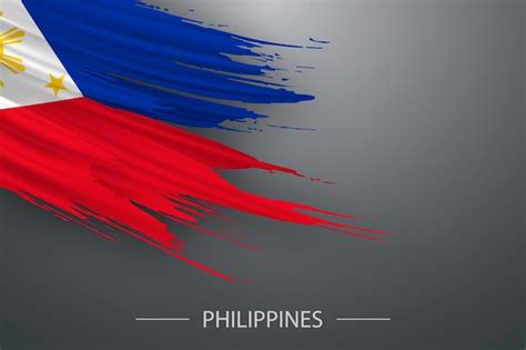 Premium Vector D Grunge Brush Stroke Flag Of Philippines