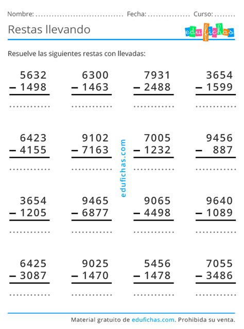 Fichas De Restas Para Tercer Grado Nbkomputer