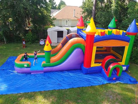 Rainbow Wet Dry Combo Bounce House Hire In Oh Weeee Jumpin Llc